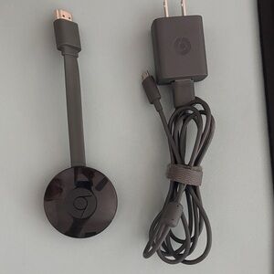google Black Chromecast with Matching Power Adapter